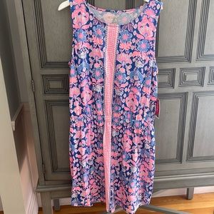 NWT Lilly Pulitzer Windward Dress Iris Blue Size L Werk It Engineered Marlow